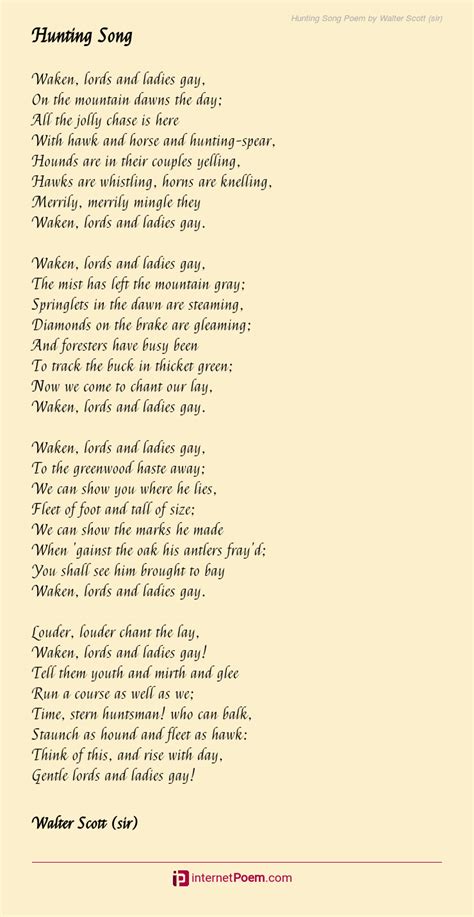 Hunting Song Poem By Walter Scott Sir