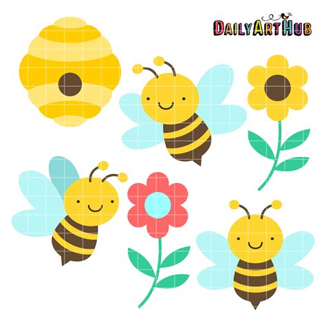 Cute Honey Bees Clip Art Set Daily Art Hub