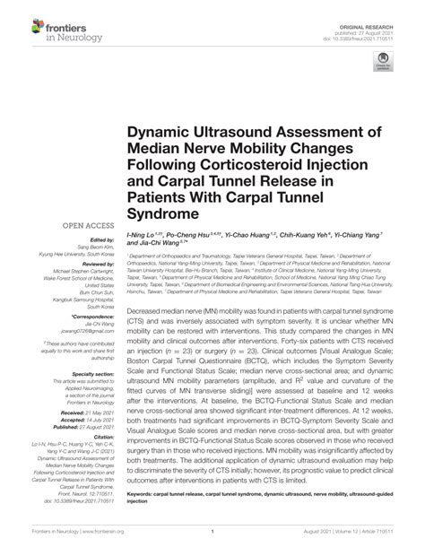 Pdf Dynamic Ultrasound Assessment Of Median Nerve Mobility Changes