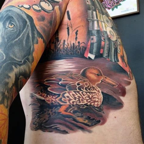 Neotraditional design by steve martin. 70 Duck Tattoos For Men - Masculine Waterfowl Ink Designs