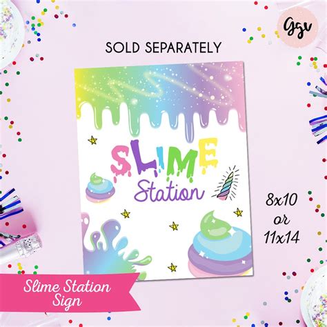 Unicorn Slime Party Invitation Rainbow Slime Editable Etsy
