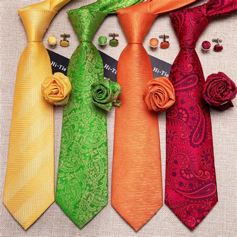 Floral Mens Ties 85cm Colorful Silk Jacquard Luxury Hanky Cufflink