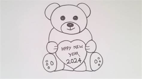 Happy New Year Drawing 2024 Teddy Bear Drawing DrawingTalent YouTube