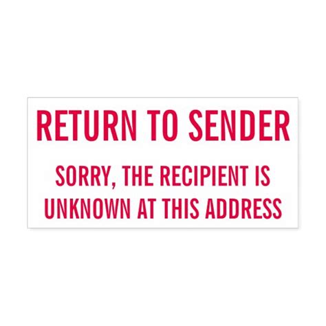 Return To Sender Unknown Recipient Rubber Stamp