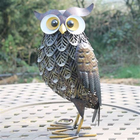 Metal Brown Woodland Owl Garden Ornament Gardening Ts Direct