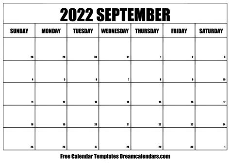 September 2022 Calendar Free Printable Calendar Templates September