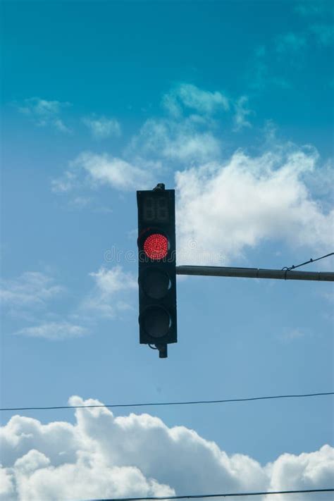 Vertical Shot Of The Red Traffic Light Stock Photo Image Of Stop