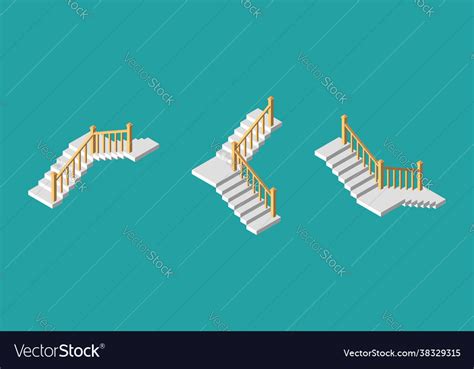Isometric Stairs With A Rail Royalty Free Vector Image