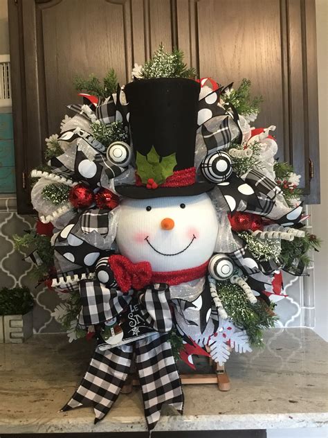 Snowman Wreath Christmas Wreath Christmas Decor Christmas Etsy