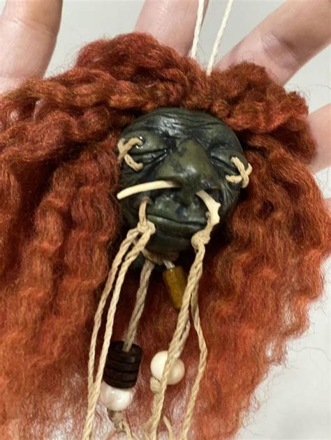Shrunken Head With Orange Hair Tribal Horror Art Etsy Orange Hair