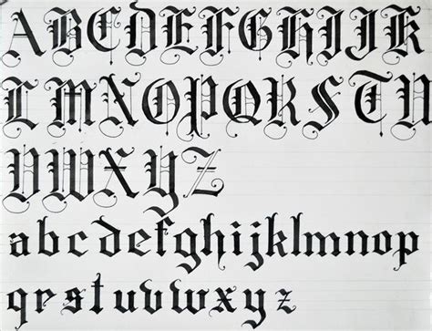 Old English Calligraphy Alphabet Black Letters Using Uppercase And