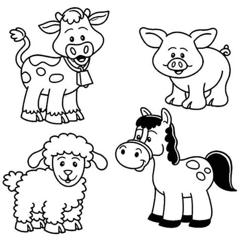 Farm Animal Coloring Pages PDF for Kids - Coloringfolder.com | Farm