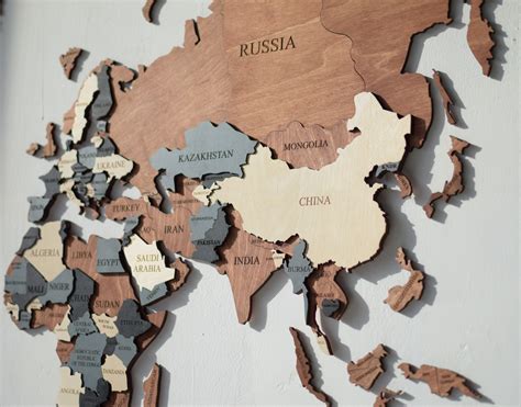 Wood Wall Art Wall Map Of The World Map Wooden Travel