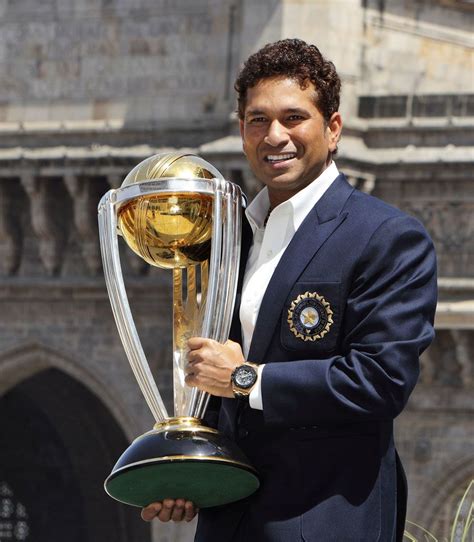 Sachin Tendulkar With The World Cup On The Morning After Indias