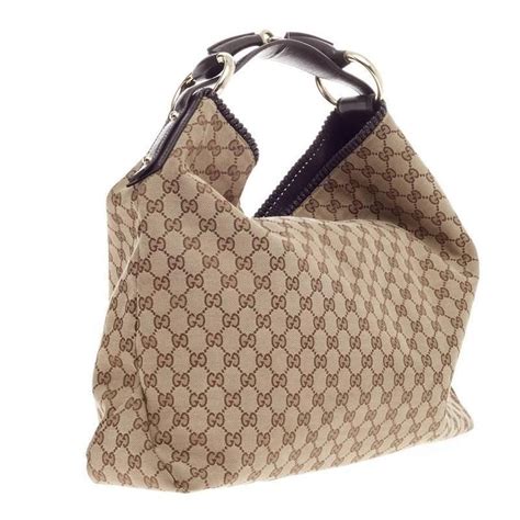 Gucci Horsebit Hobo Gg Canvas Large Women Handbags Fashion Handbags