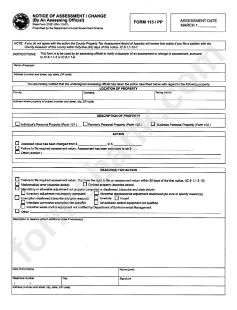 Your notice of assessment (noa) is an evaluation of your tax return that the canada revenue agency sends you every year after you file your tax return. Fillable Form 113/pp - Notice Of Assessment/change - State ...