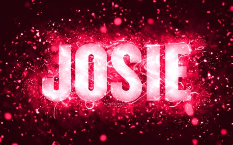 Download Wallpapers Happy Birthday Josie K Pink Neon Lights Josie Name Creative Josie
