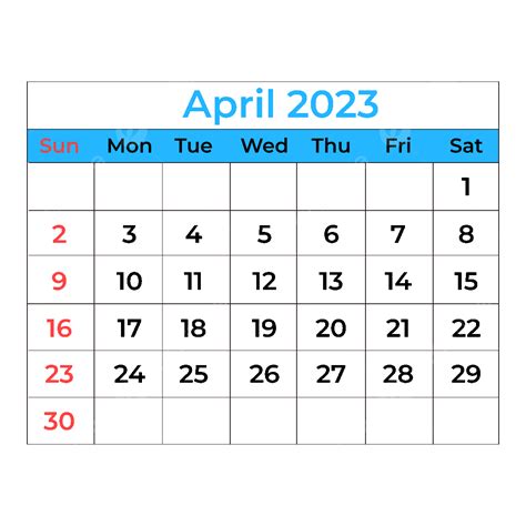 Calendar April 2023 Vector Hd Images 2023 April Calendar Blue 2023