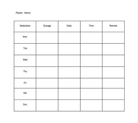 Medication Chart Template 11 Free Sample Example