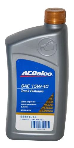 Aceite Acdelco Truck Platinum Sae 15w40 Api Ck 4sn 946ml Mercadolibre