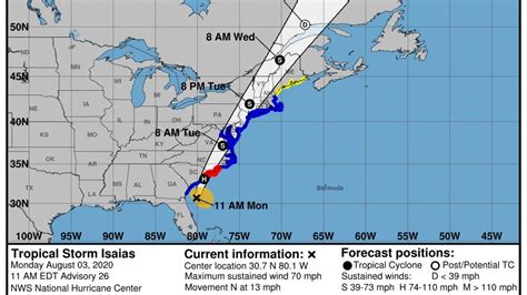 Tropical Storm Isaias Where Is Storm Now Landfall Expected In Carolinas