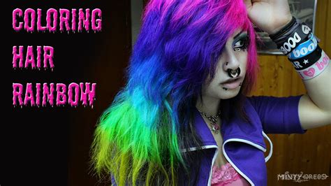 Rainbow Hair Coloring Pink Purple Blue Turquoise Green Yellow
