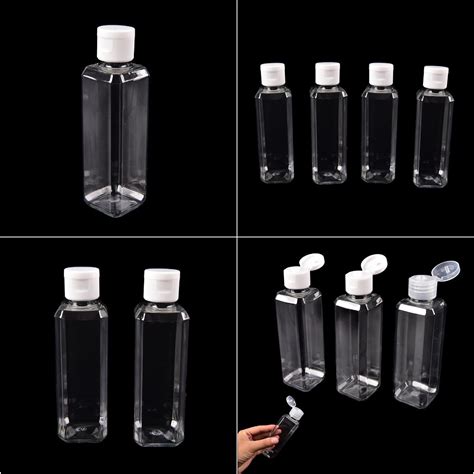 Pcs Ml Clear Flip Top Cap Refillable Bottle Transparent Small Simple Empty Bottles