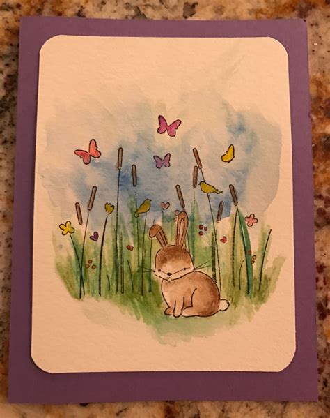 Watercolor Easter Card Handmade Easter Bunny Card Paper And Party