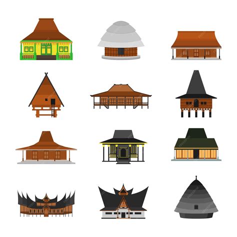 Premium Vector | Indonesian traditional house isolated on white