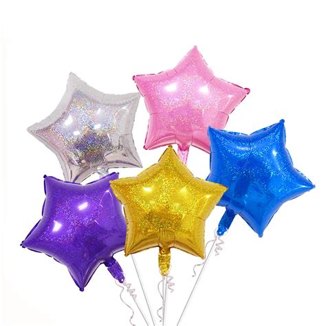 2pcslot Laser Stars Balloons 18inch Star Shape Helium Foil Balloon