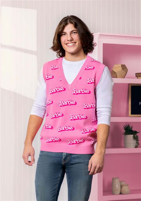Cakeworthy Barbie Pink Knit Vest For Adults Barbie Costumes