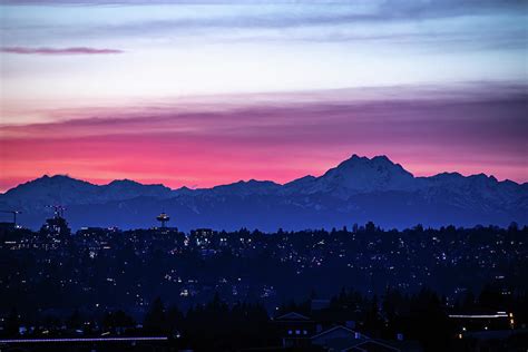 Sunset Afterglow Over The Olympic Mountains Photograph By Ez Lorenz