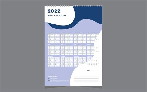 Single Wall Calendar 2022 Template Design With Vector 3044512 Vector