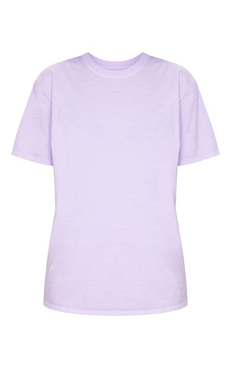 Lilac Washed T Shirt Tops Prettylittlething Usa