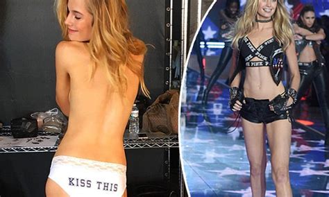 Bridget Malcolm Topless In Her Underwear For Victoria S Secret Photograph Daily Mail Online