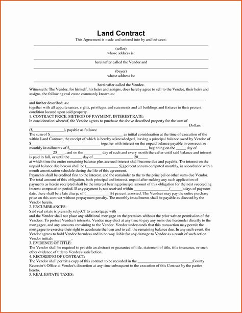 Land Contract Template Ohio Awesome Contract Inspiration Land Contract form Land Contract form 