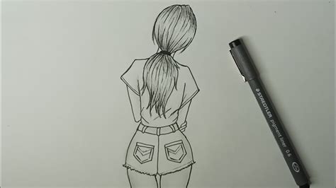 How To Draw A Girl From Behind Easy Step By Step Youtube