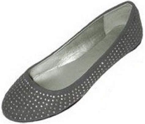 Womens Faux Suede Rhinestone Ballerina Ballet Flats Shoes 9 10 4021 Grey Anig Shoes