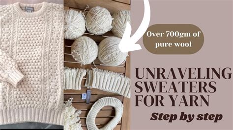 Unraveling a Sweater for Yarn! 🧶 🧶 🧶 Step by Step - YouTube