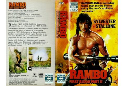 Rambo First Blood Part II On Thorn EMI HBO Video United States Of America VHS Videotape