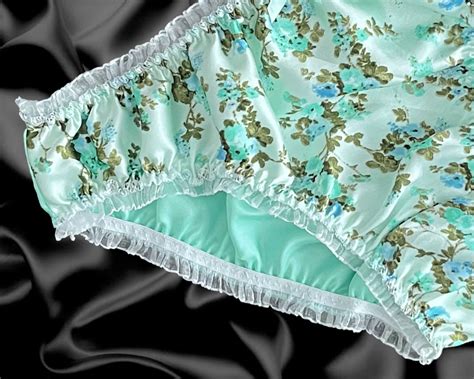 mint green satin floral frilly lace sissy bikini knickers panties size 10 20 £13 99 picclick uk