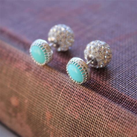 Now These Blue Turquoise Earrings Are Double Sided The Back Balls Are