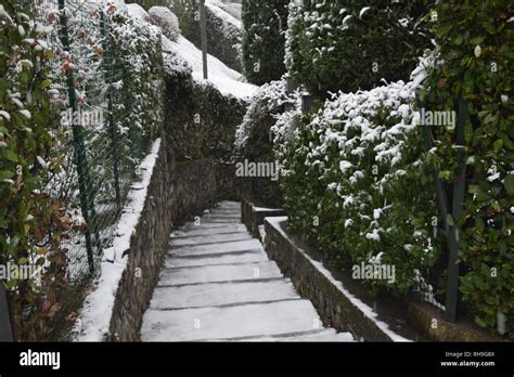 Winter Scene In Lake Como Italy Stock Photo Alamy