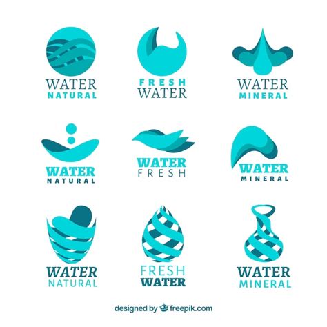 Free Water Logos Collection For Companies In Flat Style Nohatcc