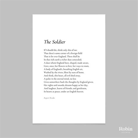 The Soldier By Rupert Brooke Poem Print Poetry Print T Etsy