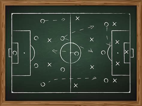Soccer Play Tactics Strategy Drawn On Chalk Board Vector Premium Download