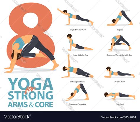 8 Yoga Poses For Strong Arms And Core Royalty Free Vector