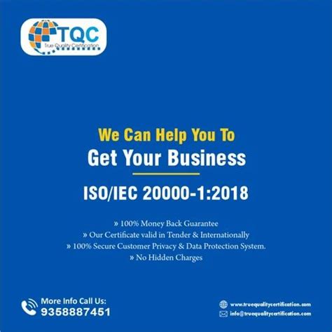 Iso 20000 12018 Certification Services For It And Consulting Rs 2499