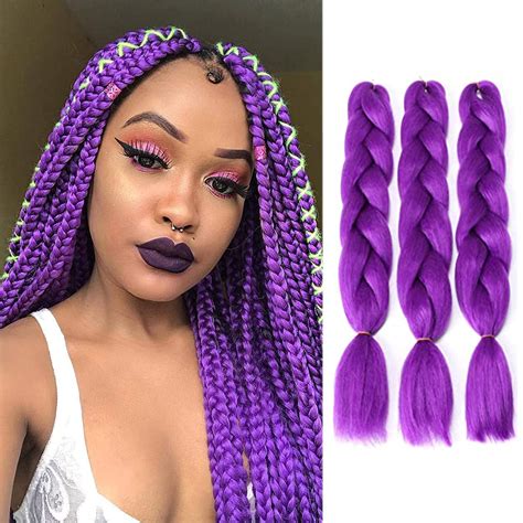 Purple Braiding Hair Kanekalon Braiding Hair 24inch 100g 3pcs Feed In