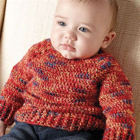 Bernat Hurry Down Pullover 6 Mos Crochet Baby Sweater Pattern